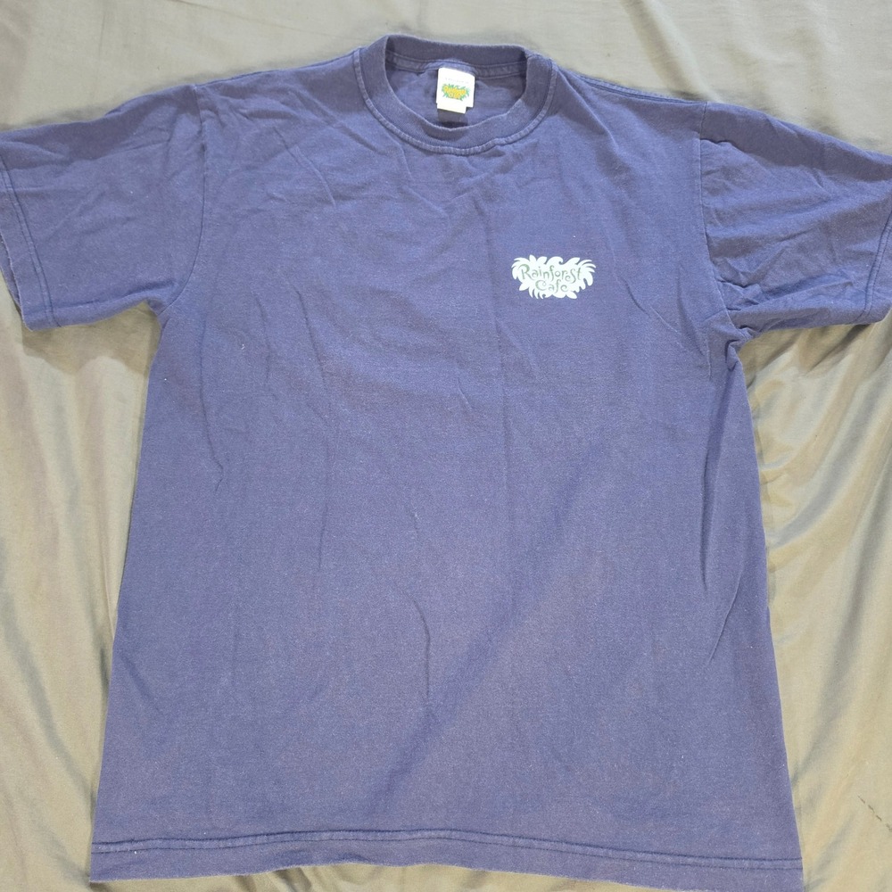 Rainforest Cafe Las Vegas Souvenir Graphic T-Shirt Navy Blue Large Vintage 90s